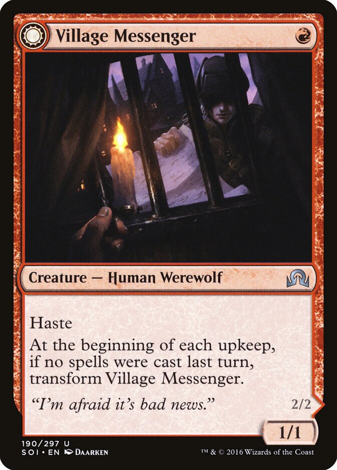Village Messenger // Moonrise Intruder — Shadows over Innistrad #190