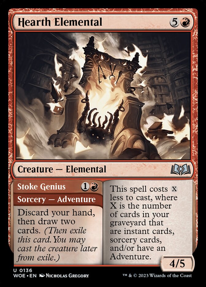 Elemental del brasero // Azuzar al genio | Hearth Elemental // Stoke Genius - Wilds of Eldraine #136