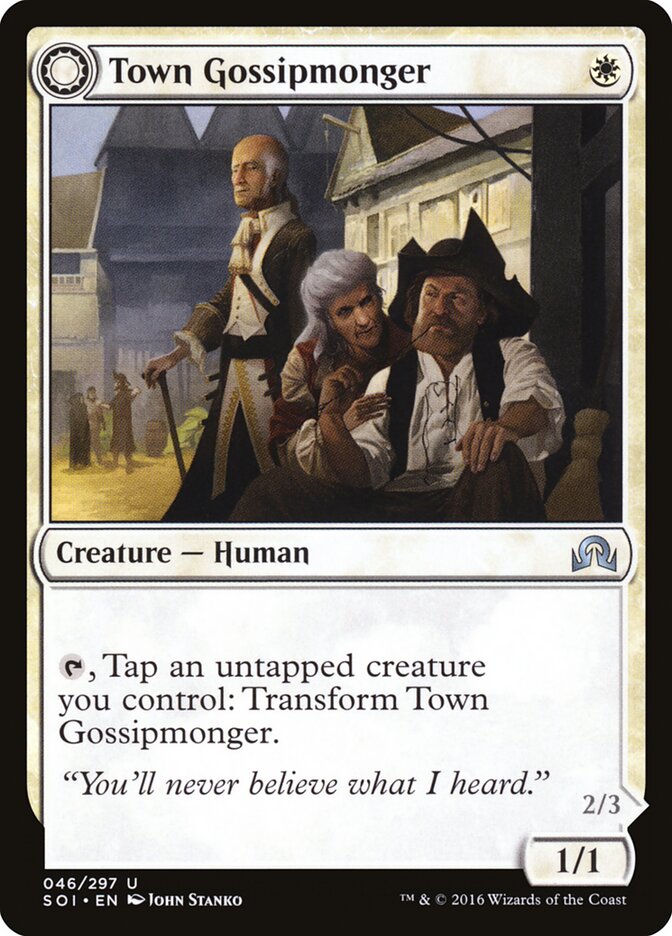 Town Gossipmonger // Incited Rabble — Shadows over Innistrad #46