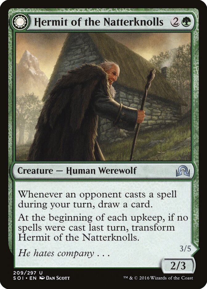 Hermit of the Natterknolls // Lone Wolf of the Natterknolls — Shadows over Innistrad #209